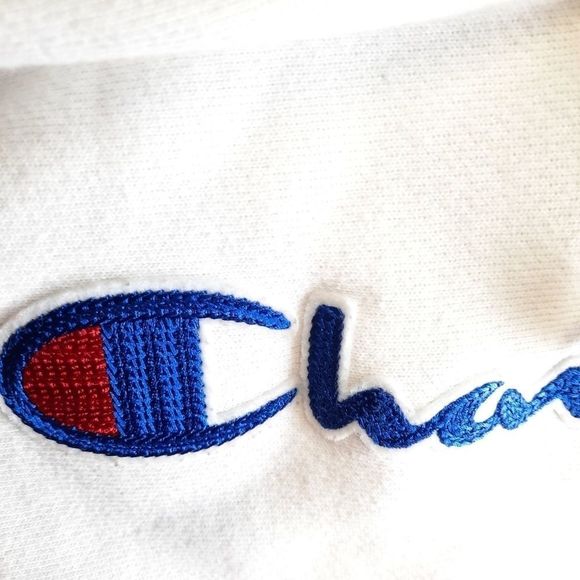 Champion Vintage white reverse weave hooded sweatshirt hoodie script logo small - Picture 8 of 16
